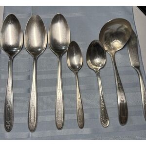 Oneida Community Serving Set 7 pc Silver Plate Flatware Silverware